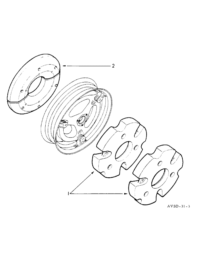 Схема запчастей Case IH FU-267D - (228) - FRONT WHEEL WEIGHTS, FOR FARMALL F-267 D, UTILITY FU-267 D & VINEYARD FV-267 D (09) - CHASSIS