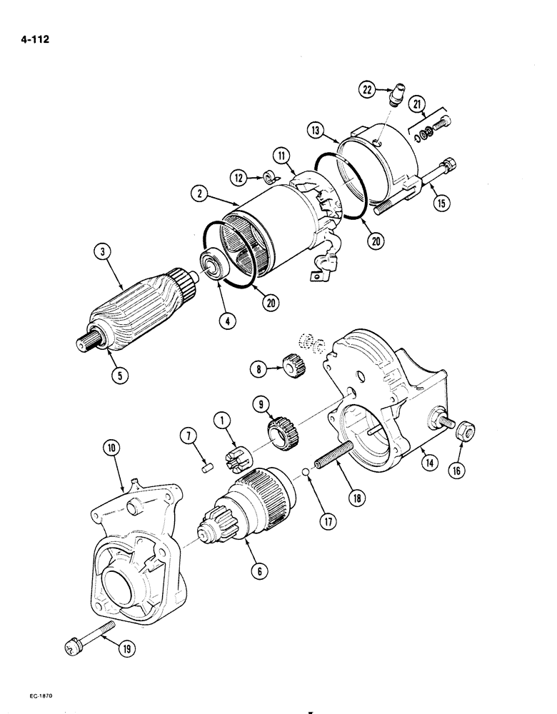 Схема запчастей Case IH 1818 - (4-112) - STARTER ASSEMBLY, DIESEL MODELS (04) - ELECTRICAL SYSTEMS