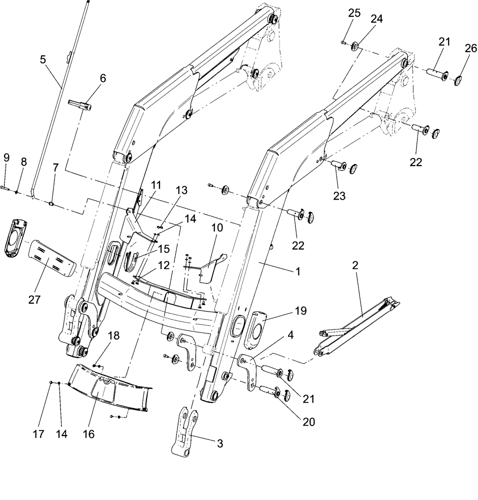 Схема запчастей Case IH L750 - (39.100.AB[08]) - LOADER ARM FRAME - NSL (39) - FRAMES AND BALLASTING