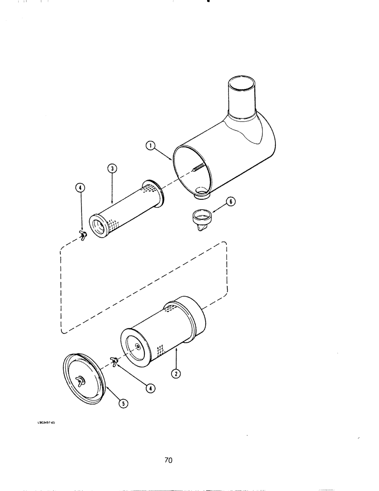 Схема запчастей Case IH 6590TA - (070) - AIR CLEANER ASSEMBLY, 6T-590 AND 6TA-590 ENGINE 