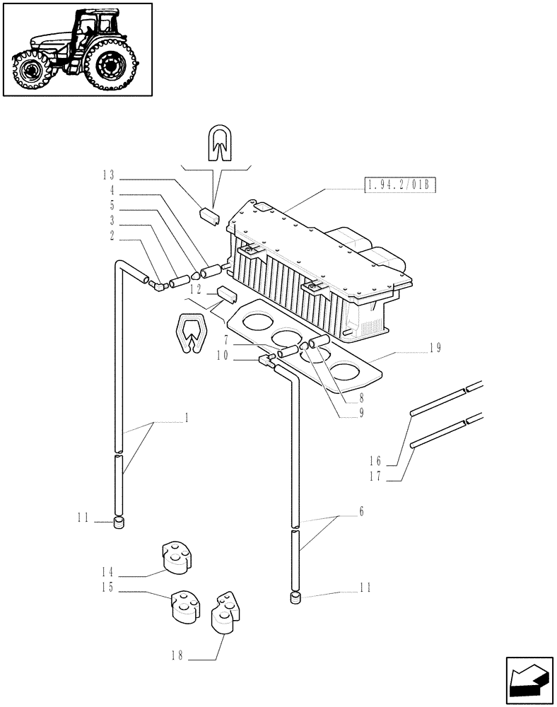 Схема запчастей Case IH JX95 - (1.94.2[04]) - (VAR.641-958) AIR CONDITIONING - UNIONS AND SLEEVES (10) - OPERATORS PLATFORM/CAB