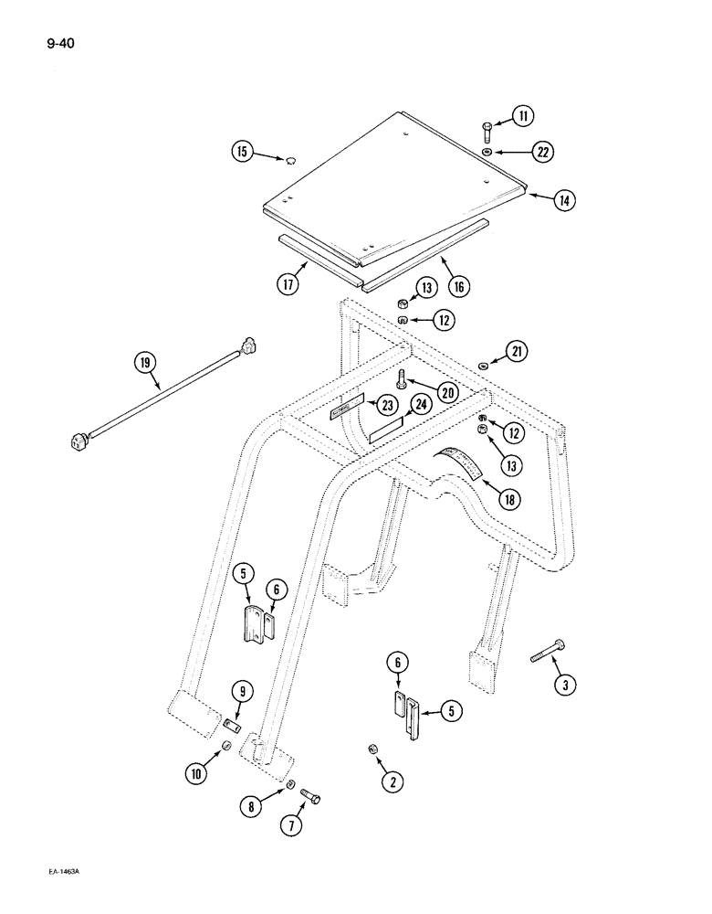 Схема запчастей Case IH 495 - (9-040) - ROLL OVER PROTECTION FRAME, 4 POST ROPS (09) - CHASSIS/ATTACHMENTS