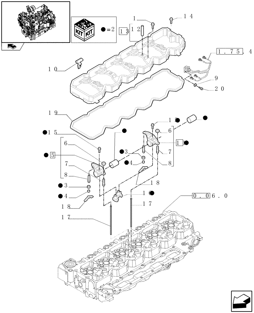 Схема запчастей Case IH PUMA 195 - (0.06.6) - ROCKER SHAFT (01) - ENGINE