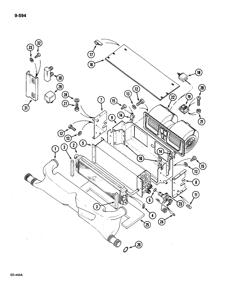 Схема запчастей Case IH 585 - (9-594) - AIR CONDITIONING BLOWER ASSEMBLY (09) - CHASSIS/ATTACHMENTS