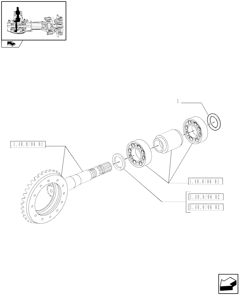 Схема запчастей Case IH FARMALL 60 - (1.40.0/06[04]) - 4WD FRONT AXLE - BEVEL GEAR/PINION SET - SHIMS (04) - FRONT AXLE & STEERING