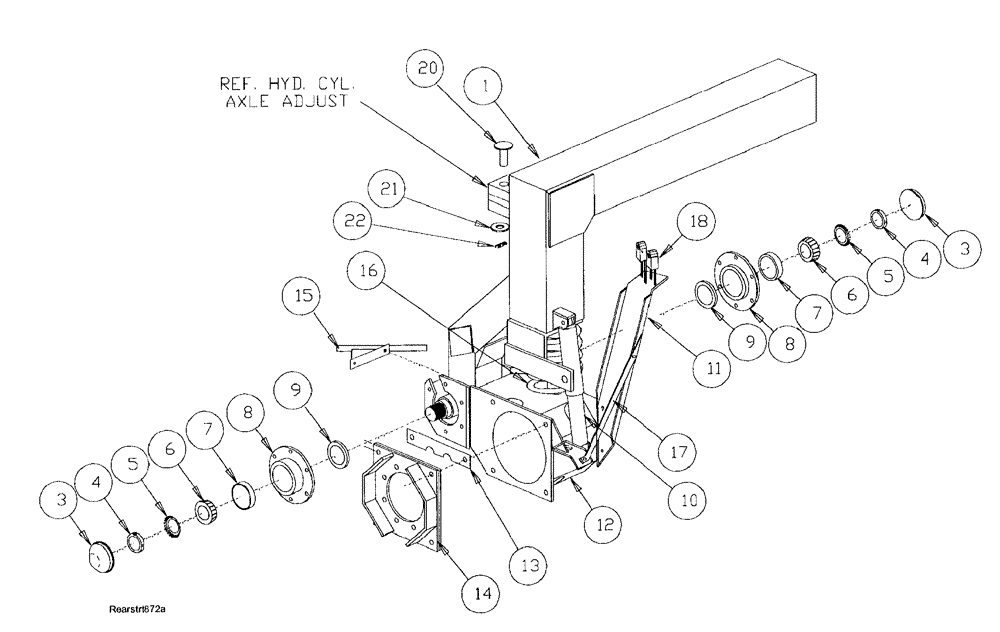 Схема запчастей Case IH SPX3185 - (116) - SUSPENSION AND FRAME, STRUT ASSEMBLY, REAR (39) - FRAMES AND BALLASTING