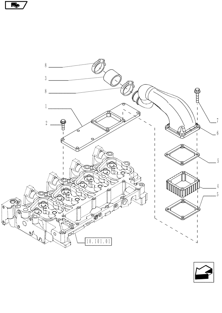 Схема запчастей Case IH P70 - (10.254.01[01]) - INTAKE MANIFOLD - P70 (10) - ENGINE