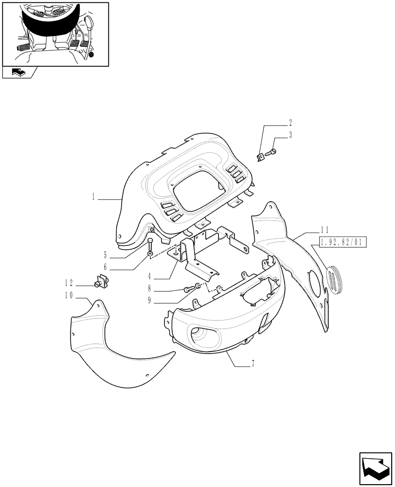 Схема запчастей Case IH FARMALL 105N - (1.92.83/01) - LESS REMOTE CONTROL VALVES - FRONT CONSOLE TRIM (VAR.337391-338391 / 743528) (10) - OPERATORS PLATFORM/CAB