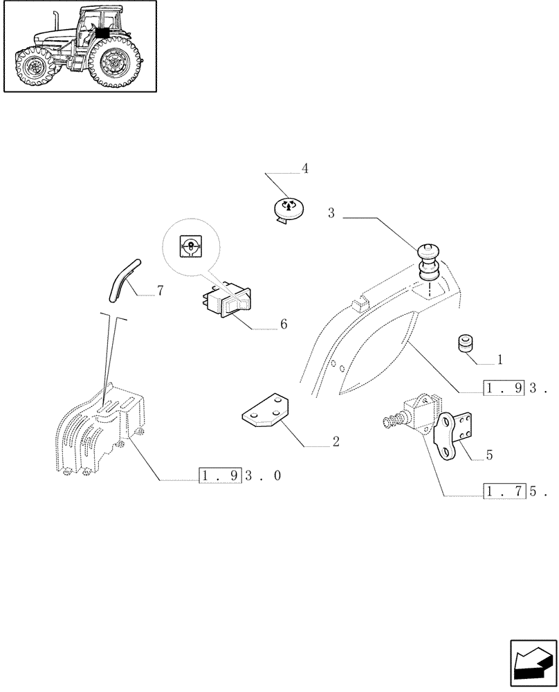 Схема запчастей Case IH JX70U - (1.75.0/01) - (VAR.007) NASO - ELECTRIC PARTS (06) - ELECTRICAL SYSTEMS