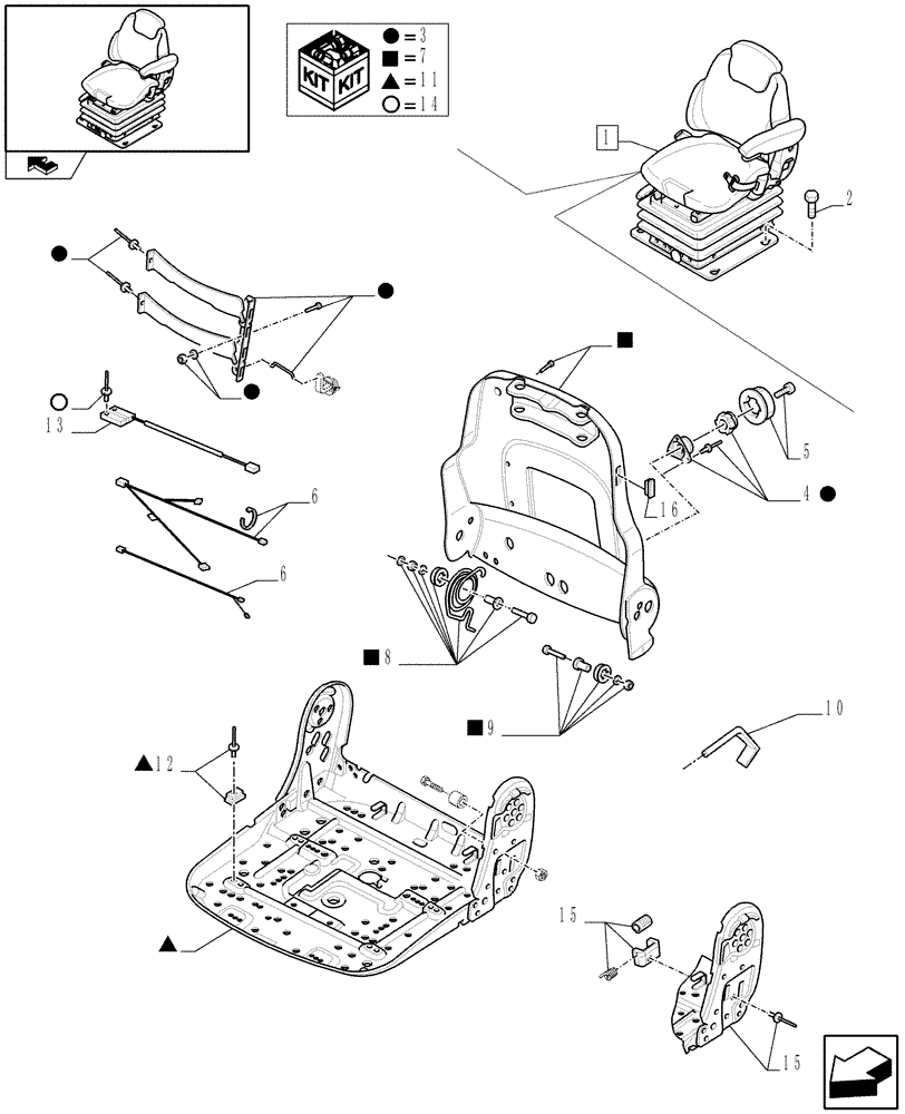 Схема запчастей Case IH PUMA 165 - (1.93.3/ B[02]) - DELUXE SEAT WITH LOW FREQUENCY AIR SUSPENSION, HEATED CUSHIONS, BELT AND SWITCH - BREAKDOWN (10) - OPERATORS PLATFORM/CAB