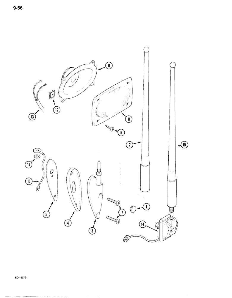 Схема запчастей Case IH 995 - (9-056) - CAB, RADIO LOUDSPEAKER AND ANTENNA (09) - CHASSIS/ATTACHMENTS