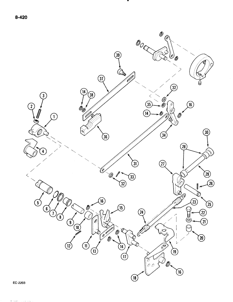 Схема запчастей Case IH 885 - (8-420) - DRAFT CONTROL LINKAGE IN REAR FRAME (08) - HYDRAULICS