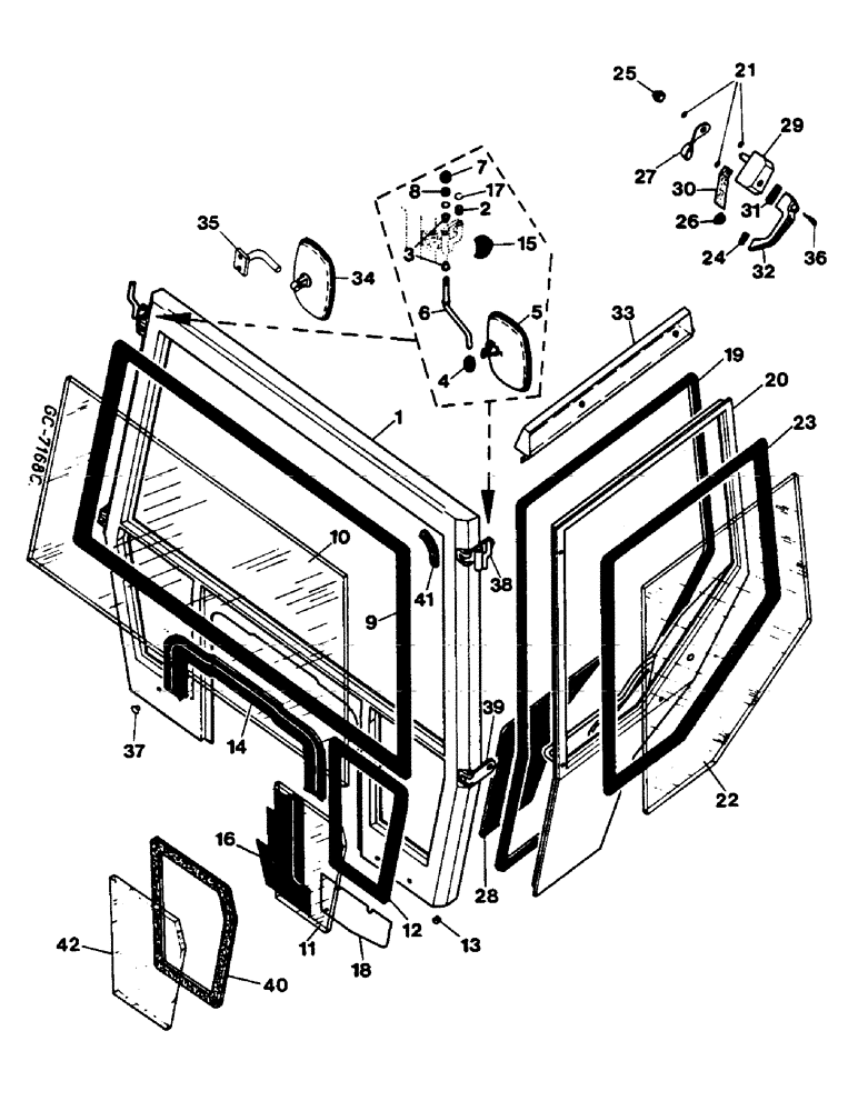 Схема запчастей Case IH 644 - (3E14) - CAB, FRONT FRAME, DOORS (05) - SUPERSTRUCTURE