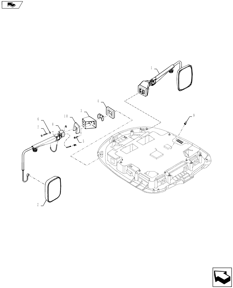 Схема запчастей Case IH QUADTRAC 550 - (55.510.06) - EXTERIOR MIRRORS - ELECTRIC ADJUST (55) - ELECTRICAL SYSTEMS