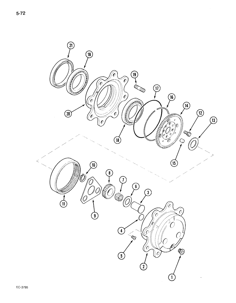 Схема запчастей Case IH 895 - (5-72) - MECHANICAL FRONT DRIVE CARRARO, PLANETARIES (05) - STEERING