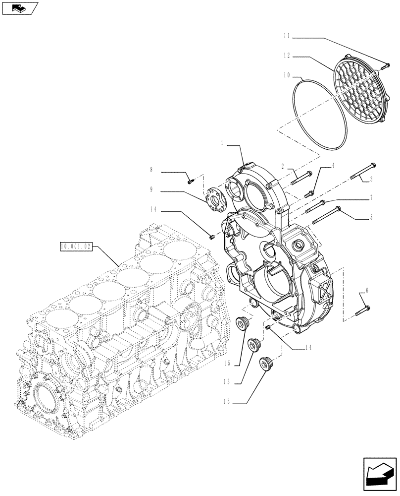 Схема запчастей Case IH F2CFE613S A020 - (10.103.03) - CRANKCASE COVERS (504365312) (10) - ENGINE