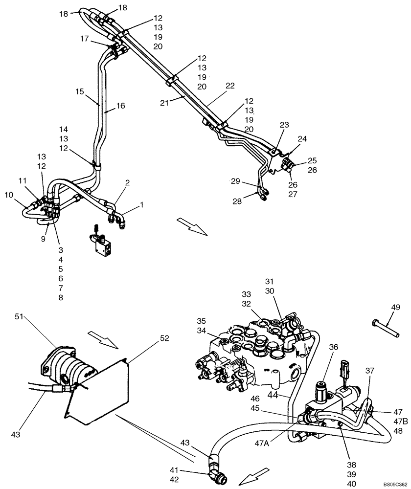 Схема запчастей Case IH 410 - (08-17) - HIGH FLOW, SUPPLY AND RETURN (08) - HYDRAULICS