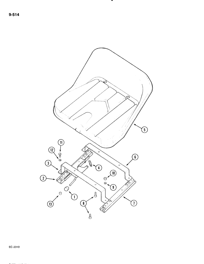 Схема запчастей Case IH 885 - (9-514) - SEAT, NONSUSPENSION, WITHOUT CAB (09) - CHASSIS/ATTACHMENTS