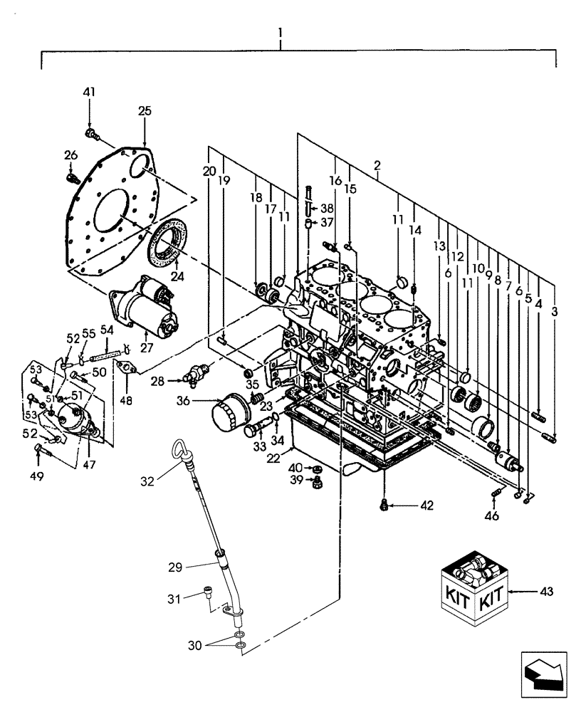 Схема запчастей Case IH FARMALL 45 - (01.01) - CYLINDER BLOCK (01) - ENGINE