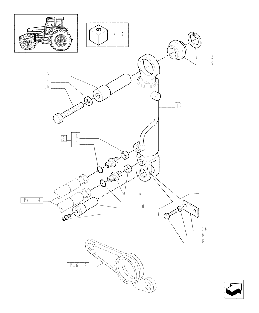 Схема запчастей Case IH MXM140 - (1.21.3/03[03]) - (VAR.463/1) 4WD FRONT AXLE WITH SUSPENSIONS, BRAKE, TERRALOCK, FPS - CYLINDER (03) - TRANSMISSION