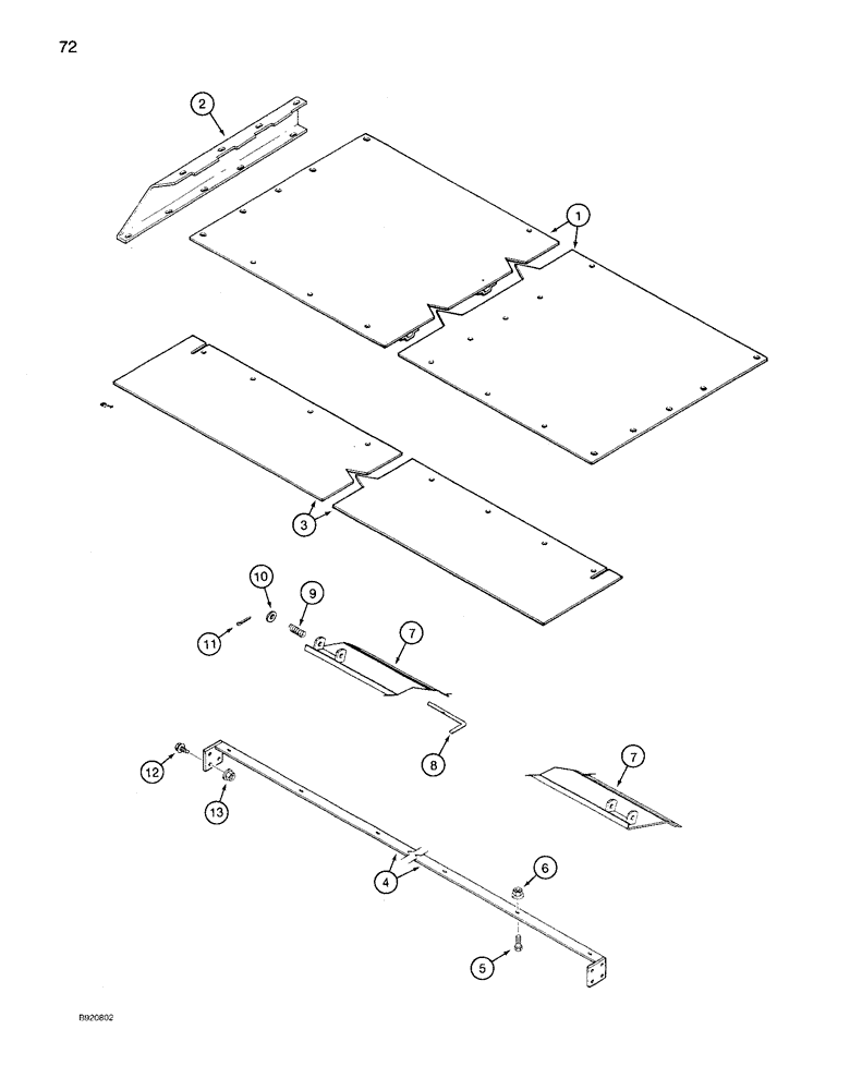 Схема запчастей Case IH 1640 - (72) - TAILINGS AUGER TROUGH PANEL, EXTENDED LENGTH CLEANING SYSTEM (66) - THRESHING