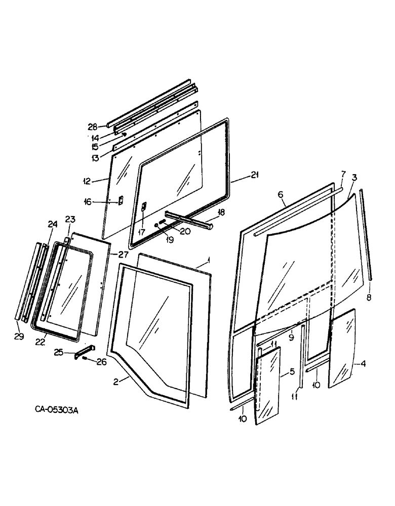 Схема запчастей Case IH 7488 - (13-18) - SUPERSTRUCTURE, CAB GLASS (05) - SUPERSTRUCTURE