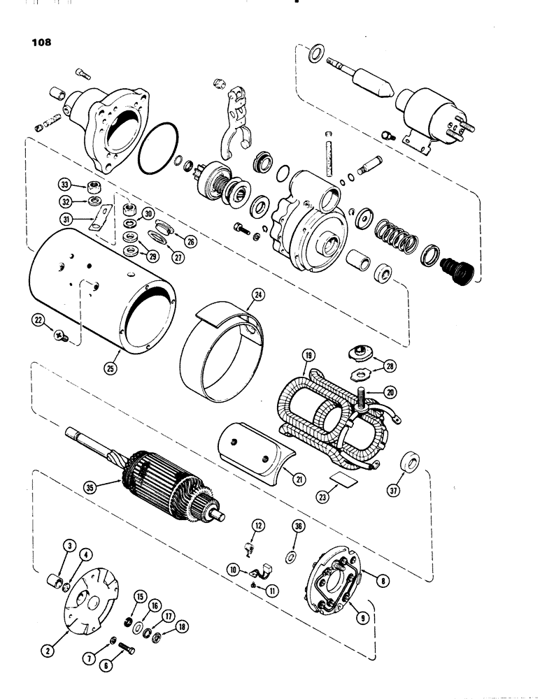 Схема запчастей Case IH 1070 - (0108) - A145555 STARTER, USED TRACTOR SERIAL NUMBER 8814501 TO 8817385 (04) - ELECTRICAL SYSTEMS