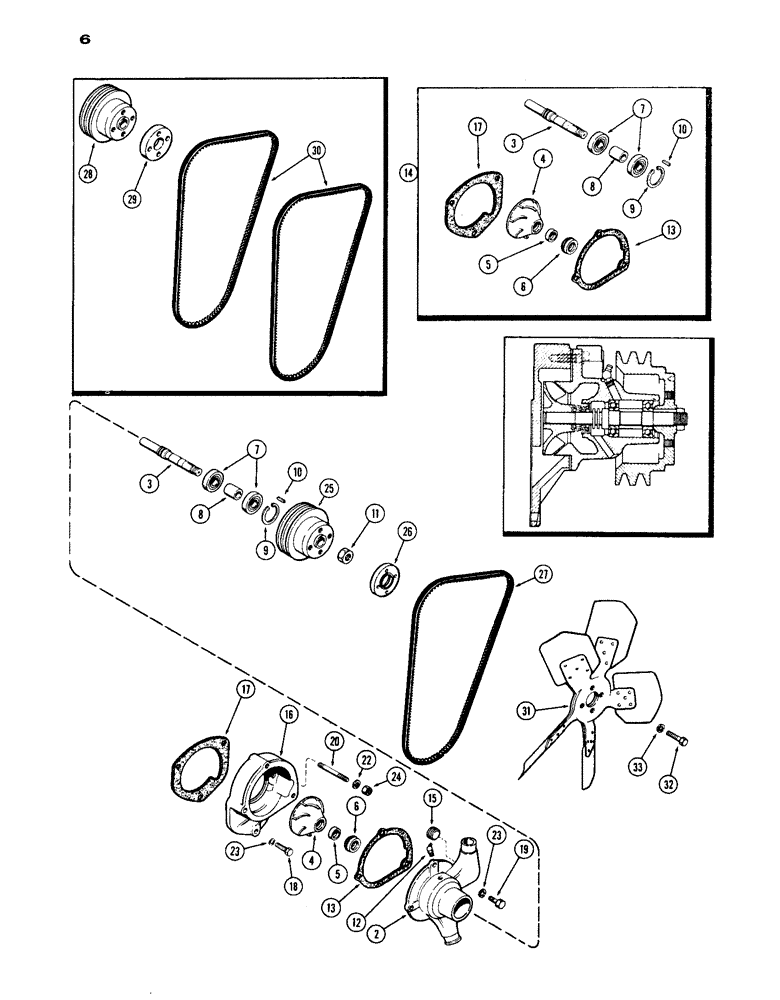 Схема запчастей Case IH 1030 - (006) - WATER PUMP AND ATTACHING PARTS (02) - ENGINE