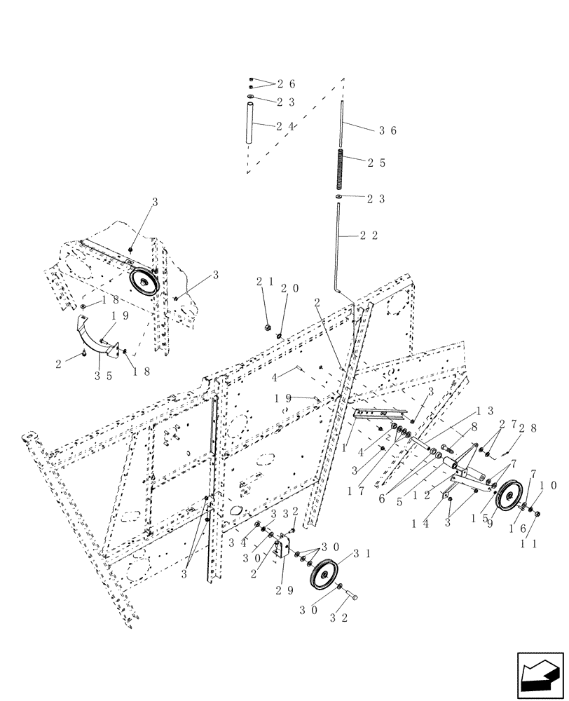 Схема запчастей Case IH 5130 - (74.140.20) - ELEVATOR JACKSHAFT, DRIVE IDLER (74) - CLEANING