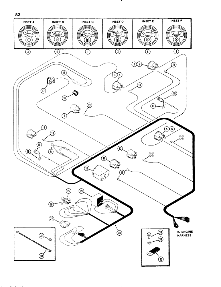 Схема запчастей Case IH 1270 - (082) - INSTRUMENTS AND WIRING, FIRST USED P.I.N. 8753831 (04) - ELECTRICAL SYSTEMS