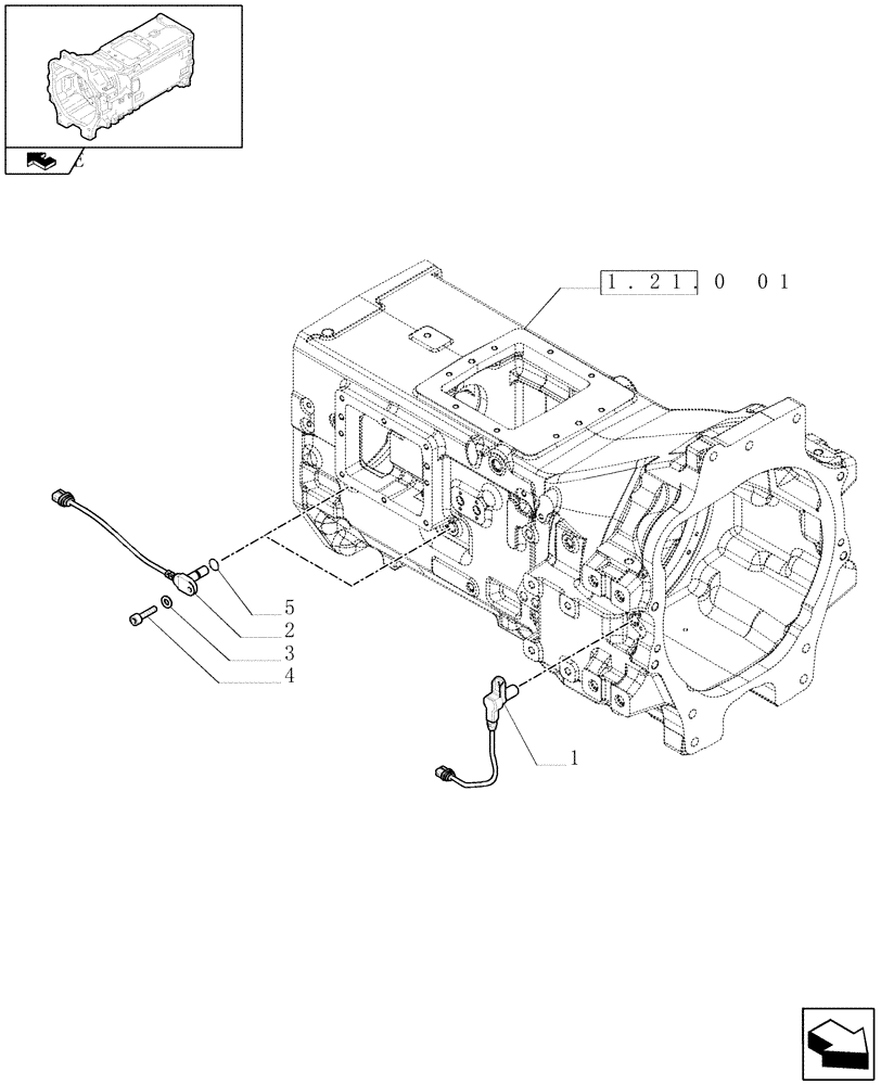 Схема запчастей Case IH PUMA 140 - (1.75.0[04]) - GEARBOX HOUSING SENSORS AND SWITCHES (06) - ELECTRICAL SYSTEMS