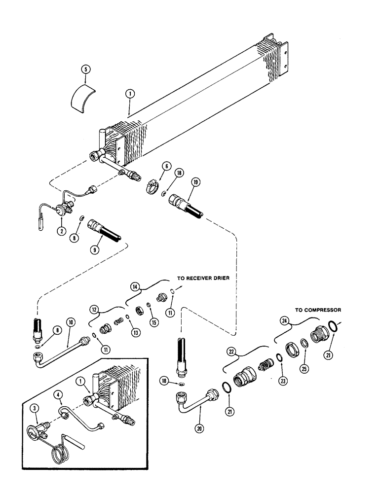 Схема запчастей Case IH 1370 - (496) - CAB, EVAPORATOR AND LINES (09) - CHASSIS/ATTACHMENTS