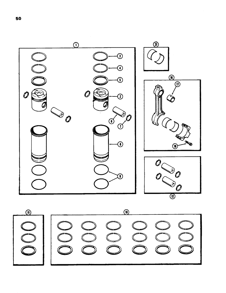 Схема запчастей Case IH 970 - (050) - PISTON ASSEMBLY, (401B) DIESEL ENGINE (02) - ENGINE