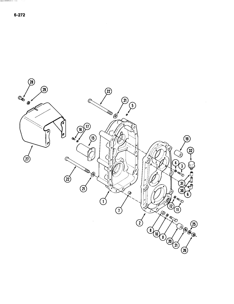 Схема запчастей Case IH 4494 - (6-272) - PTO HOUSING ASSEMBLY AND SHIELD (06) - POWER TRAIN