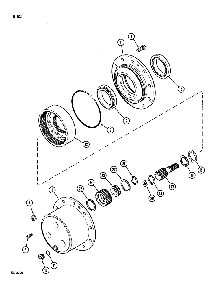 Схема запчастей Case IH 1896 - (5-52) - ZF FOUR WHEEL DRIVE FRONT AXLE, PRIOR TO P.I.N. 17895962, HUB AND PLANET GEARS (05) - STEERING