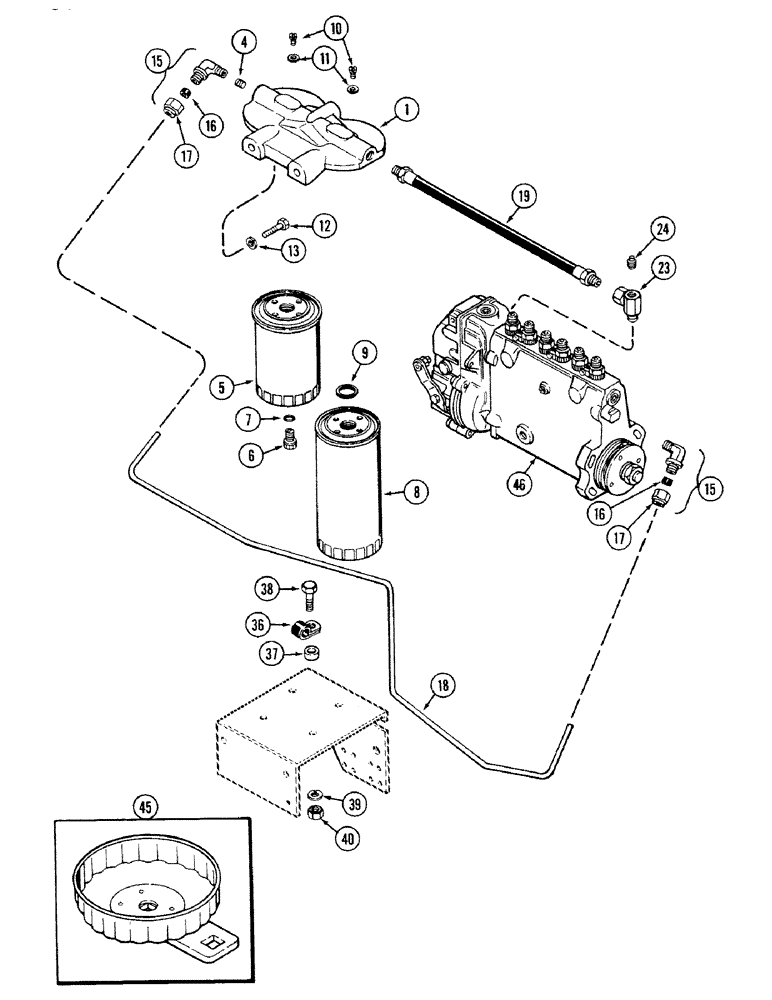 Схема запчастей Case IH 4694 - (3-054) - FUEL FILTER SYSTEM, 504BDTI DIESEL ENGINE (03) - FUEL SYSTEM