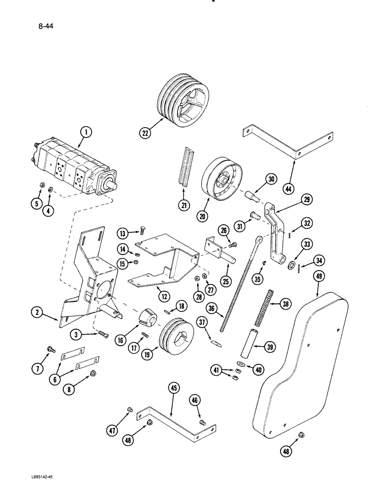 Схема запчастей Case IH 1670 - (8-44) - HEADER AND REEL PUMP DRIVE (07) - HYDRAULICS