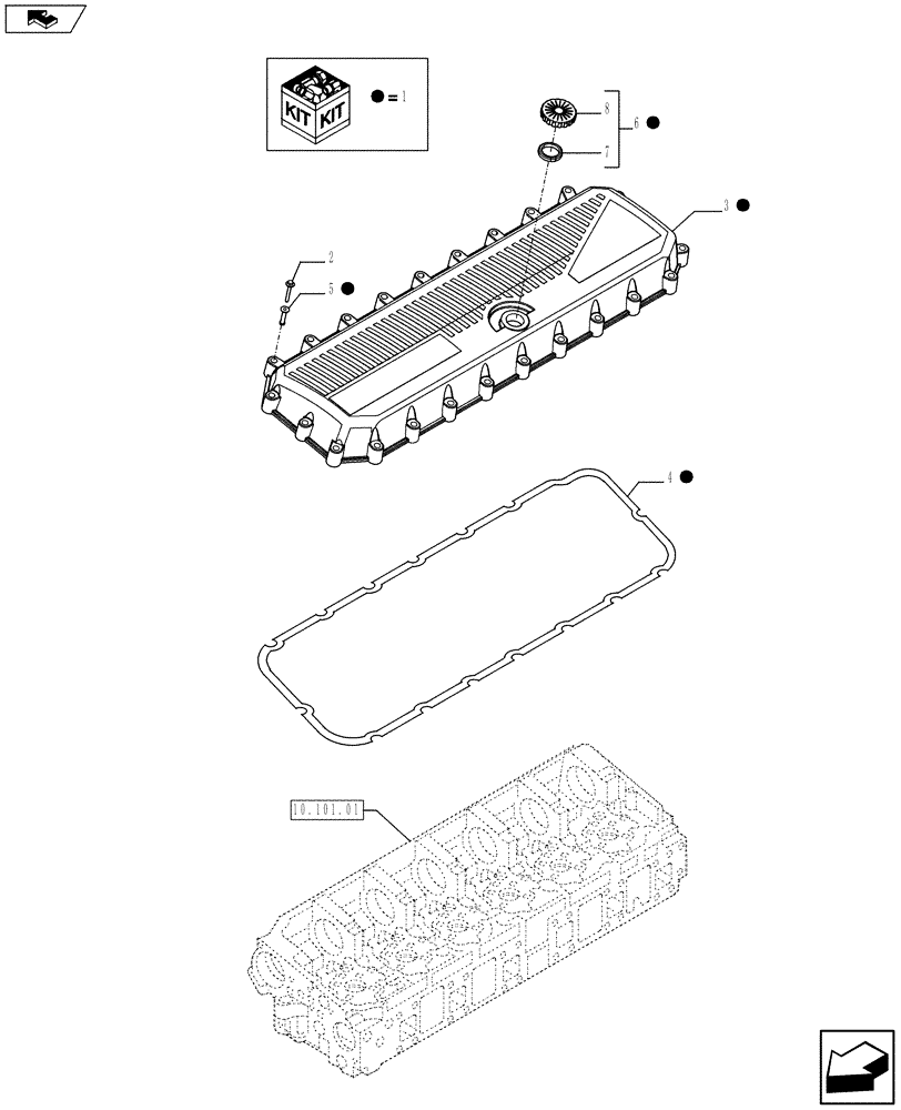 Схема запчастей Case IH F3BFE613C A006 - (10.101.02) - HEAD COVER (504389282) (10) - ENGINE