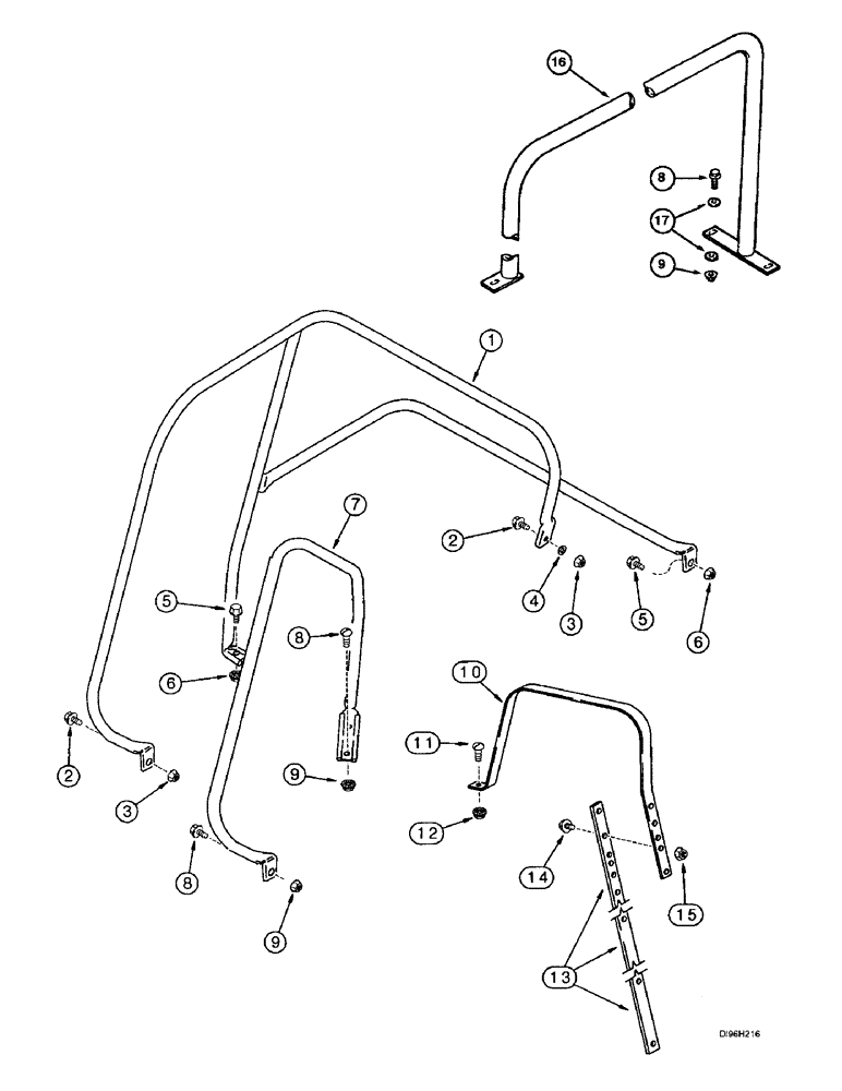 Схема запчастей Case IH 2166 - (9H-20) - SERVICE DECK HAND RAILS (12) - CHASSIS