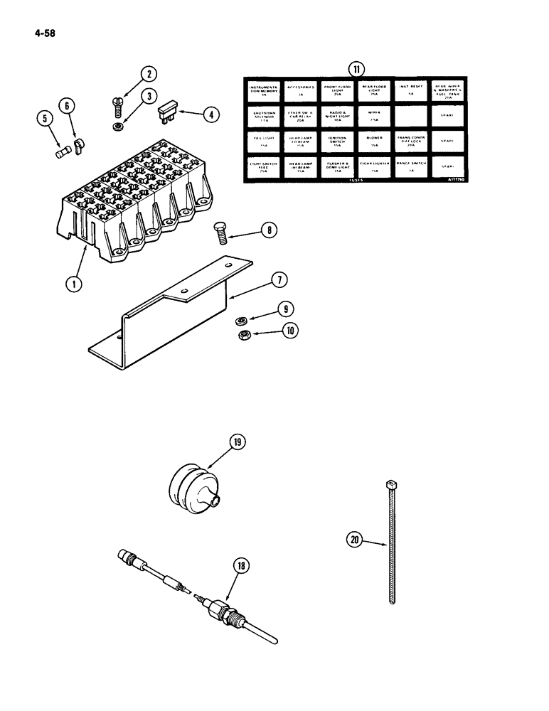 Схема запчастей Case IH 2094 - (4-058) - FUSES AND FUSE HOLDER (04) - ELECTRICAL SYSTEMS