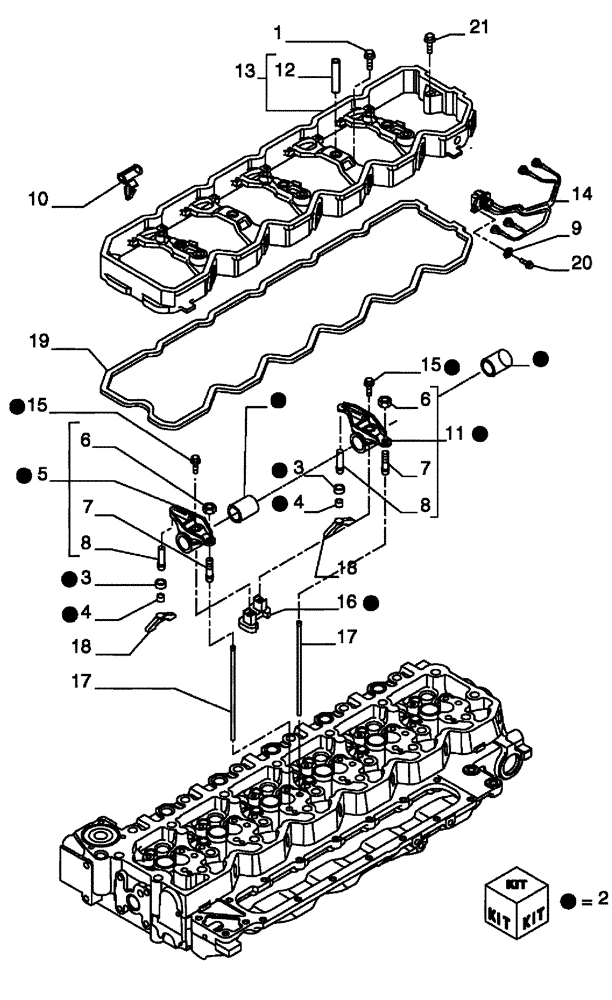 Схема запчастей Case IH SPX3320 - (03-024) - CYLINDER HEAD - VALVE MECHANISM (01) - ENGINE