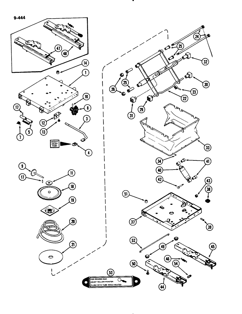 Схема запчастей Case IH 2294 - (9-444) - CLOTH SEAT, WITH ISOLATOR ATTACHMENT (09) - CHASSIS/ATTACHMENTS