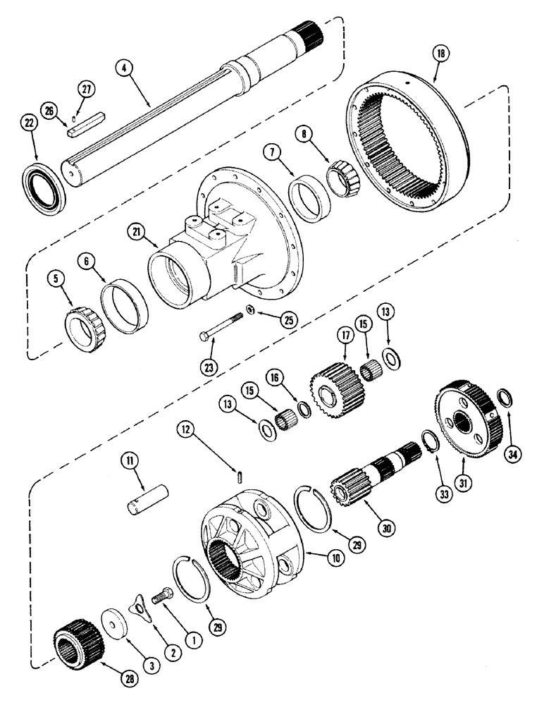 Схема запчастей Case IH 2594 - (6-066) - REAR AXLE, HOUSING AND PLANETARY GEARS, LONG AXLE, 120" PRIOR TO TRANSMISSION SERIAL NO. 16260432 (06) - POWER TRAIN