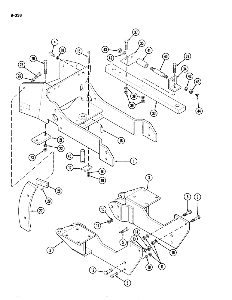 Схема запчастей Case IH 4490 - (9-338) - DRAWBAR AND SUPPORTS, P.I.N. 8860450 AND AFTER (09) - CHASSIS/ATTACHMENTS