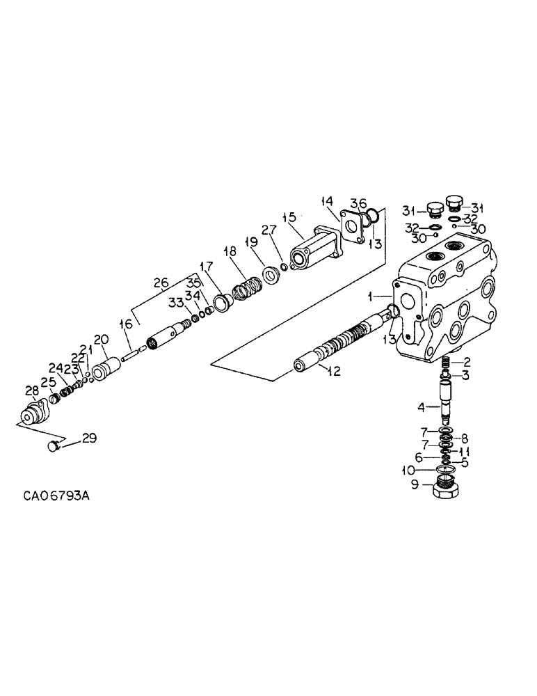 Схема запчастей Case IH HYDRO 186 - (10-48) - HYDRAULIC, CLOSE CENTER AUXILIARY CONTROL VALVE, H186 WITH SERIAL NO. 12000 AND ABOVE (07) - HYDRAULICS