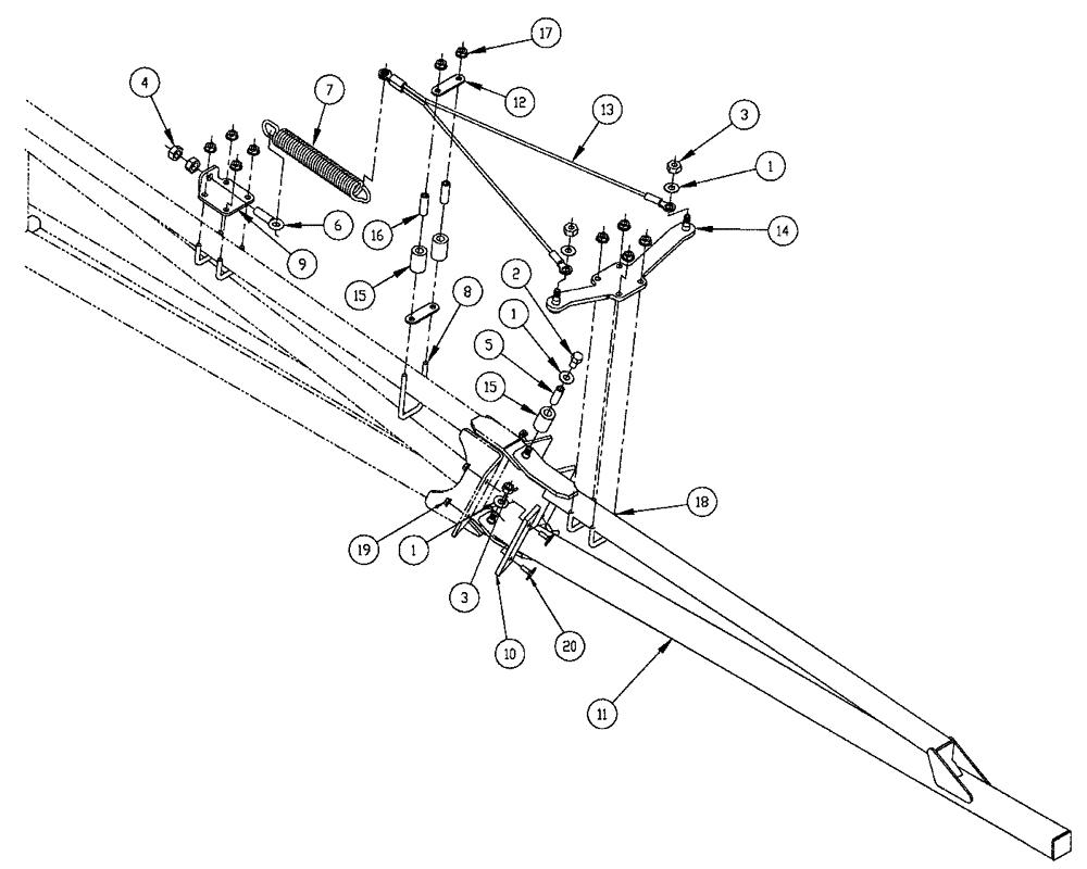 Схема запчастей Case IH SPX3320 - (08-018[01]) - 60-90’ BOOM BREAKAWAY ASSEMBLY (09) - BOOMS