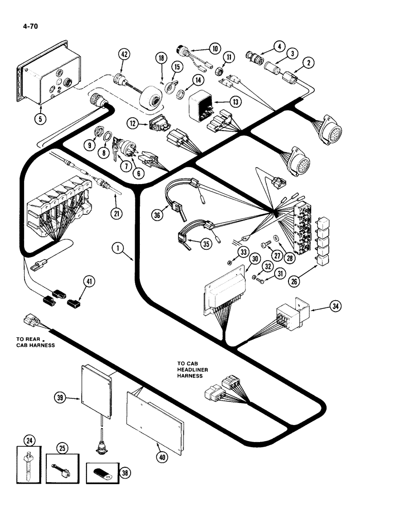 Схема запчастей Case IH 4494 - (4-070) - LOWER CAB HARNESS, P.I.N. 8866676 AND AFTER (04) - ELECTRICAL SYSTEMS