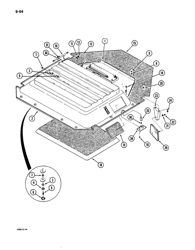 Схема запчастей Case IH 9150 - (9-64) - OVERHEAD CONSOLE, CAB (09) - CHASSIS/ATTACHMENTS