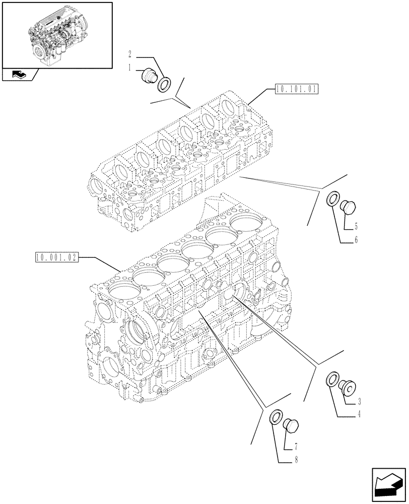 Схема запчастей Case IH F3CE0684F E001 - (10.402.01[03]) - PIPING - ENGINE COOLING SYSTEM (504057436-504057441-504031565-504031567-504069778-504236475) (01) - ENGINE