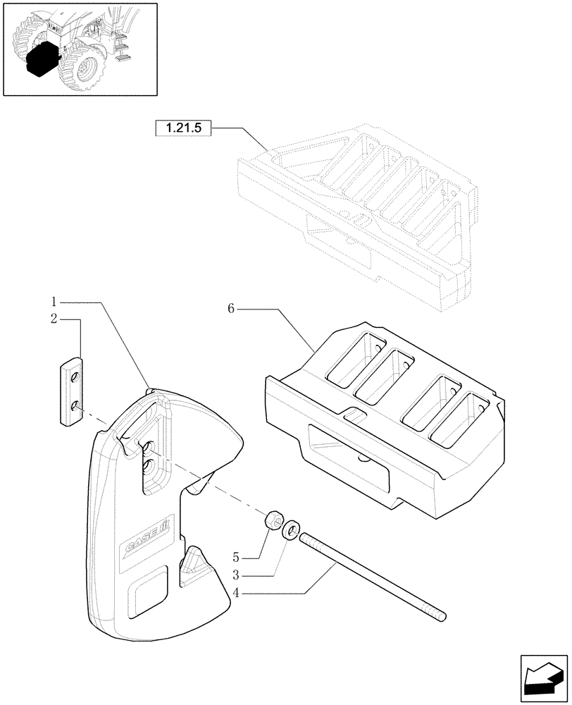 Схема запчастей Case IH MXU130 - (1.21.5/01) - (VAR.035-037-039) WEIGHT CARRIER (03) - TRANSMISSION